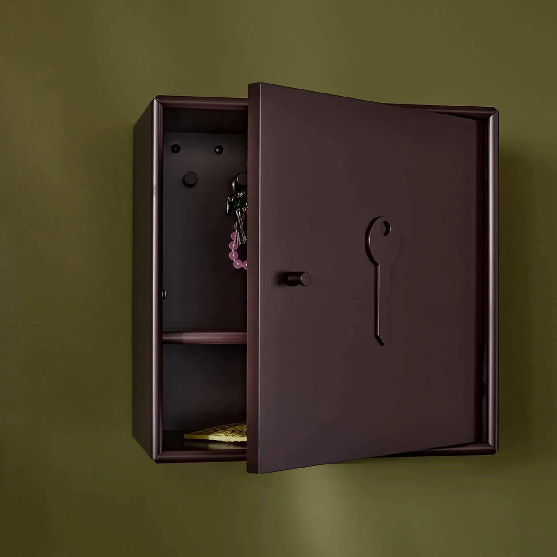 Wall-Mounted Key Cabinet with Shelf - White