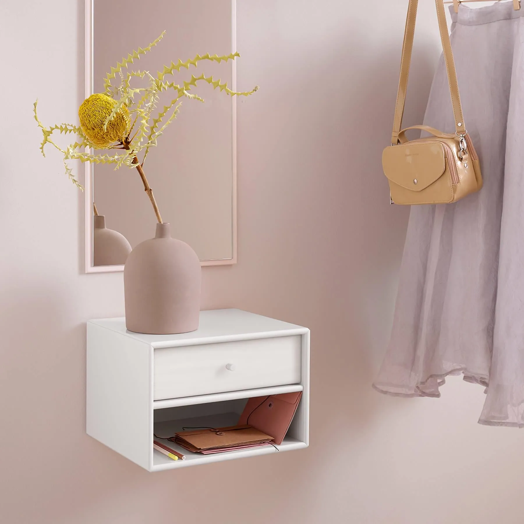 Wall-Mounted Night Stand with Drawer - Ruby