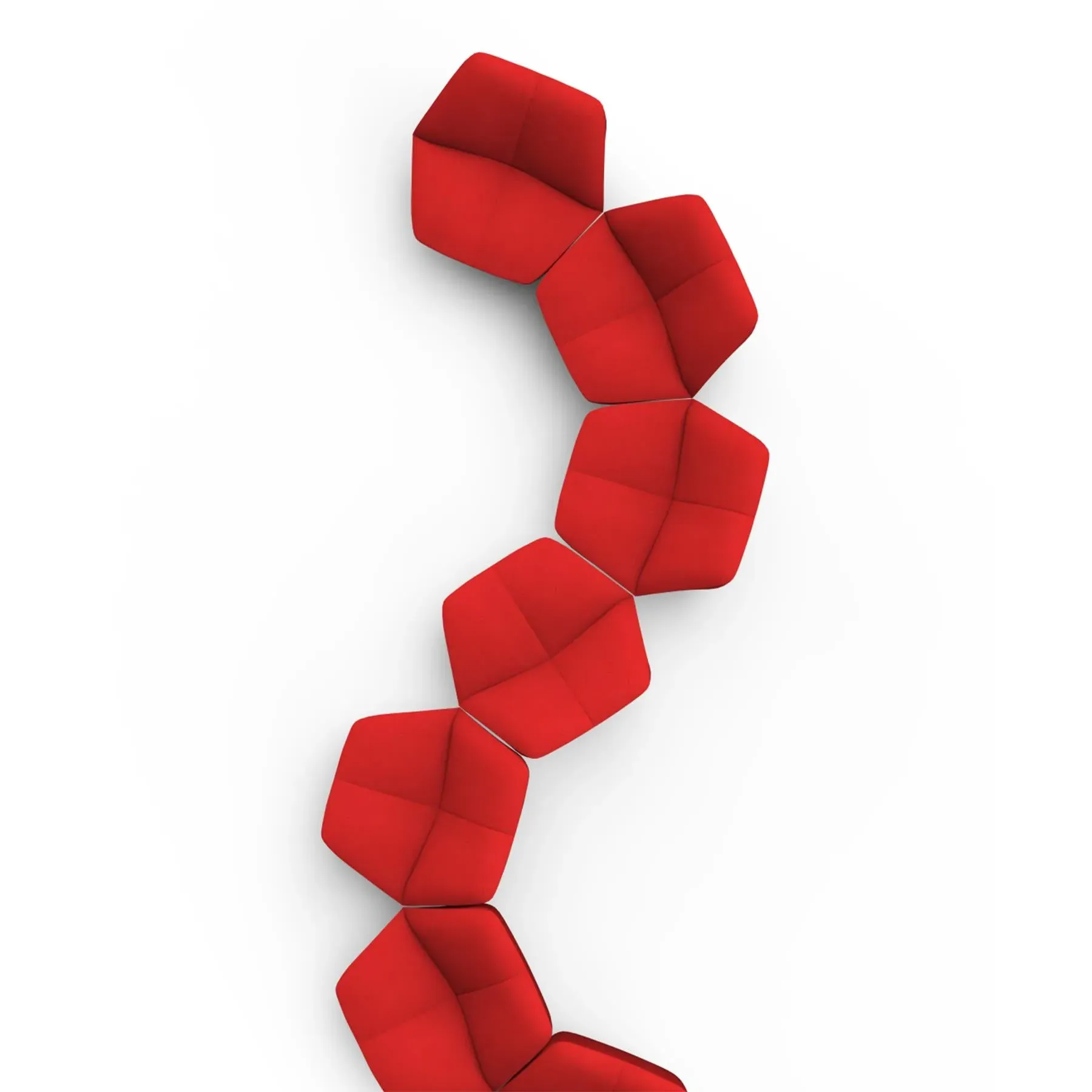 Kisss Lounge Chair with Connector - Red, Fabric