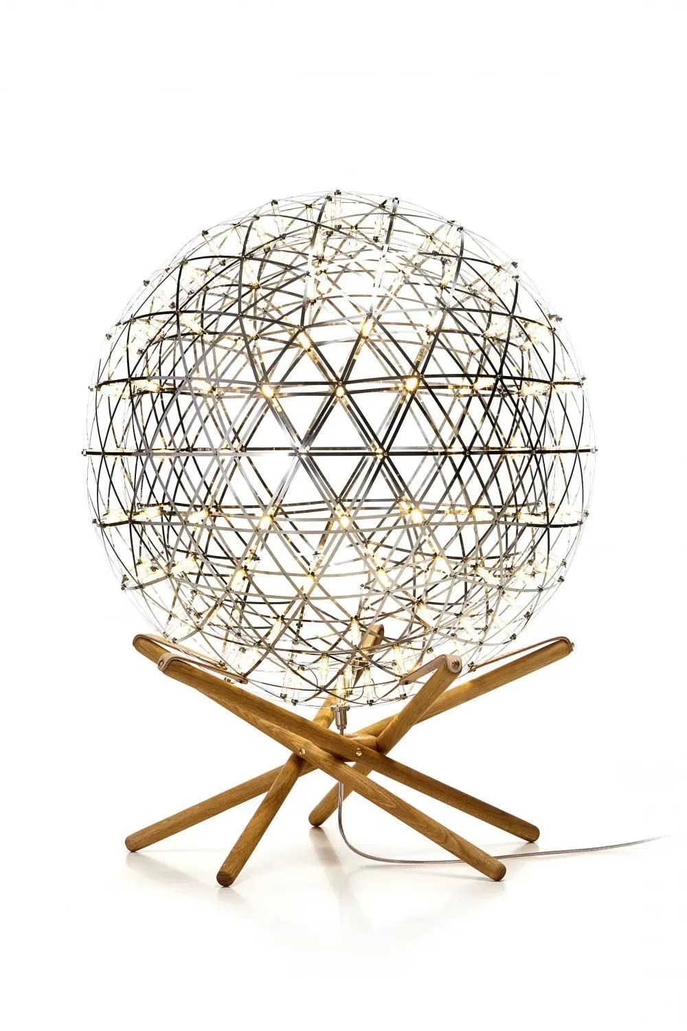 Raimond Tensegrity Small Floor Lamp - Stainless Steel, Oak image
