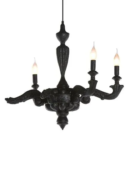 Smoke Chandelier - Black, Burned Wood