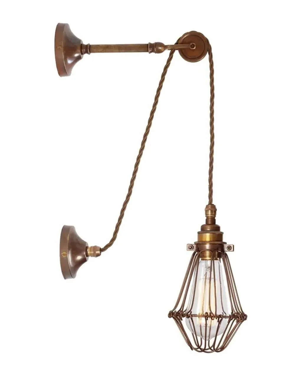 Adjustable Cage Wall Light - Polished Brass