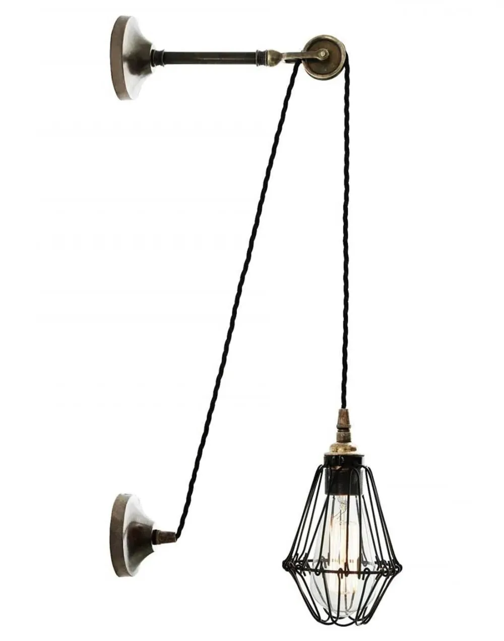 Adjustable Cage Wall Light - Satin Brass