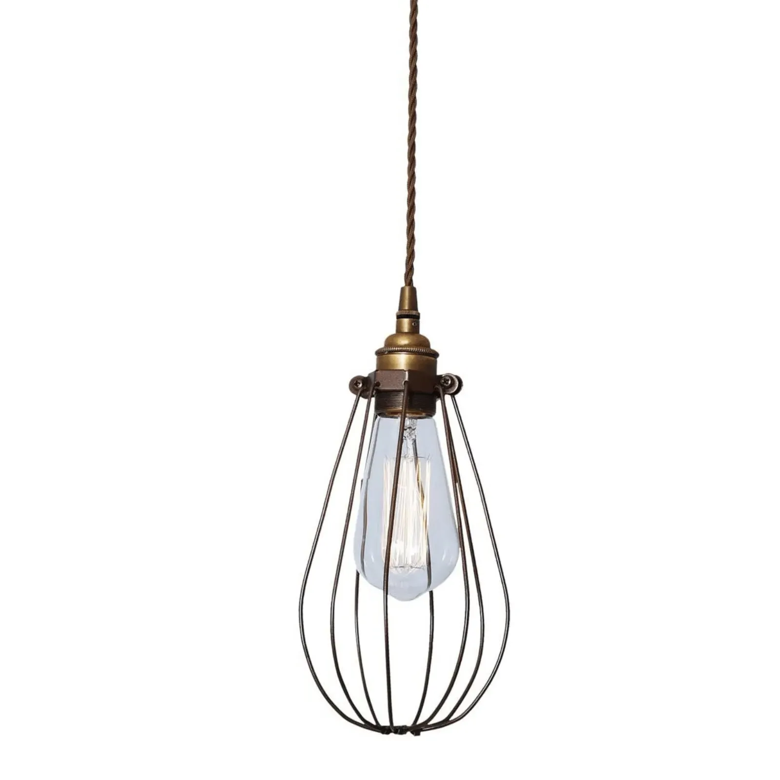 Cage Pendant Light with Bulb Guard - Bronze