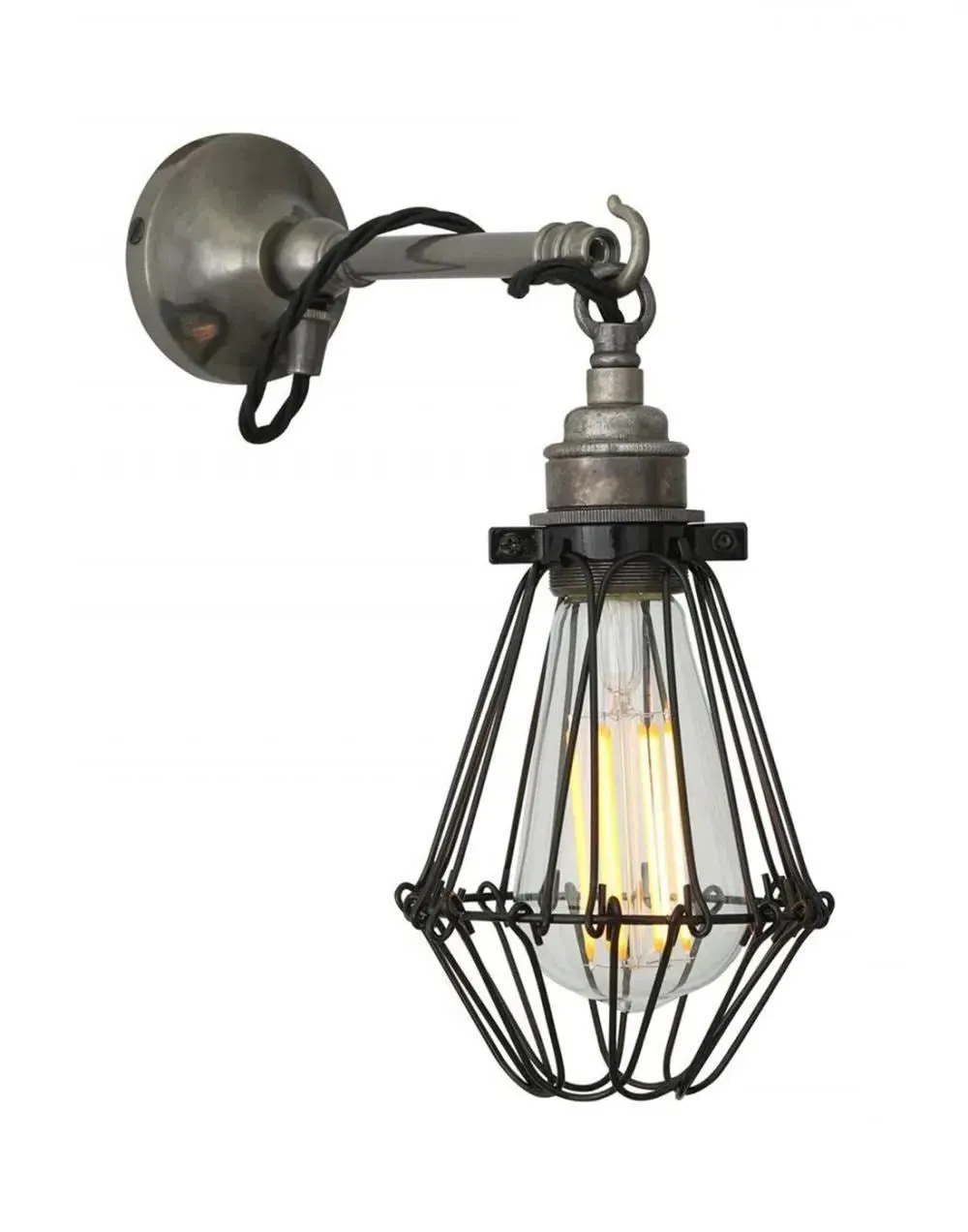 Cage Wall Light - Antique Silver, Brass image