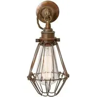 Cage Wall Light with Hook Arm - Brass, Metal