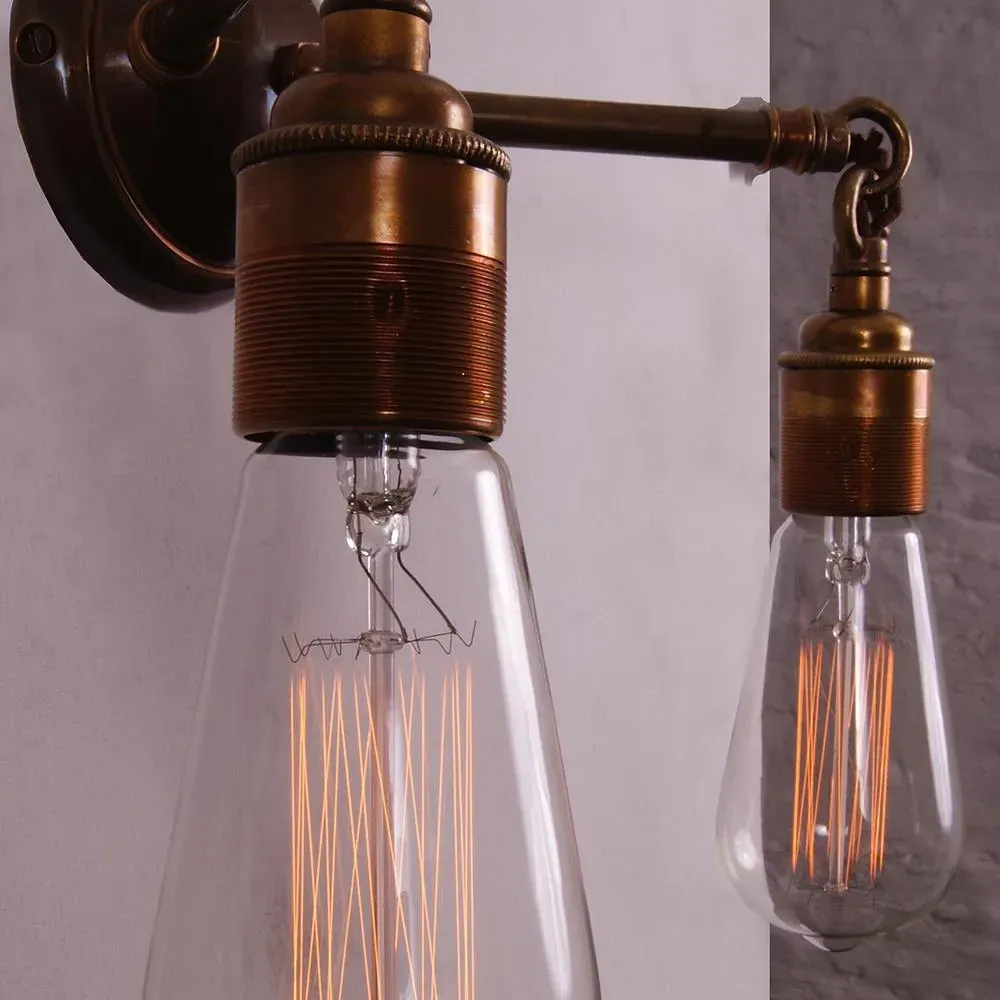 Double Wall Light - Antique Brass