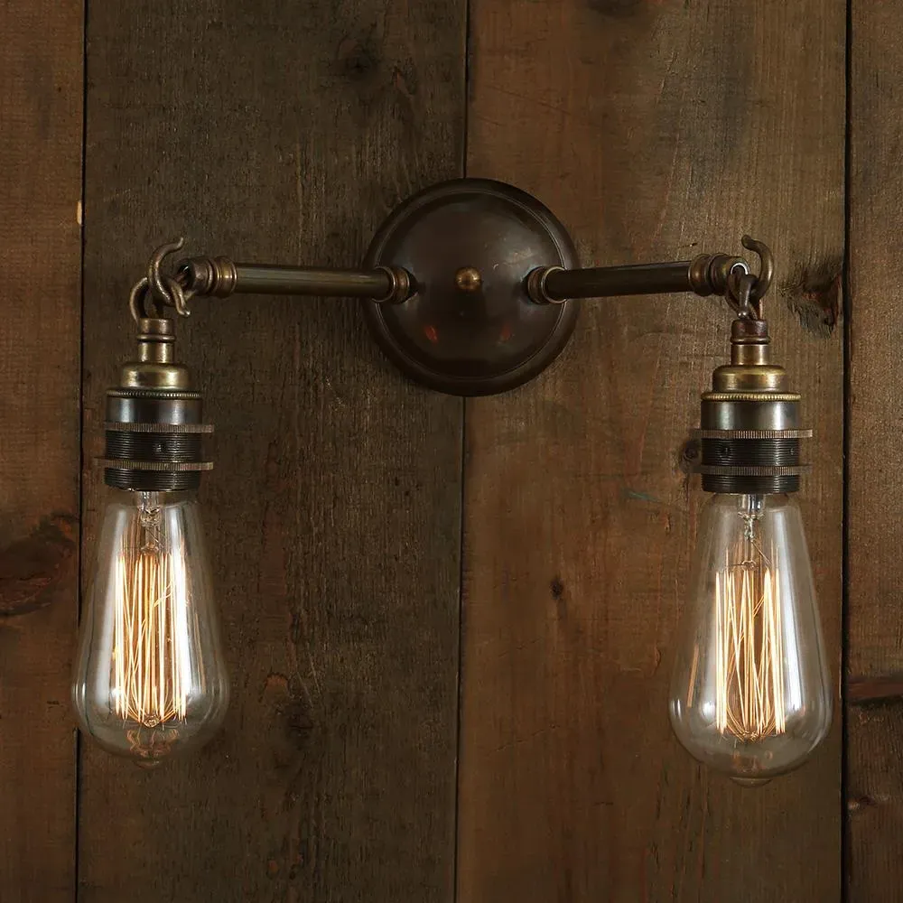 Double Wall Light - Antique Brass