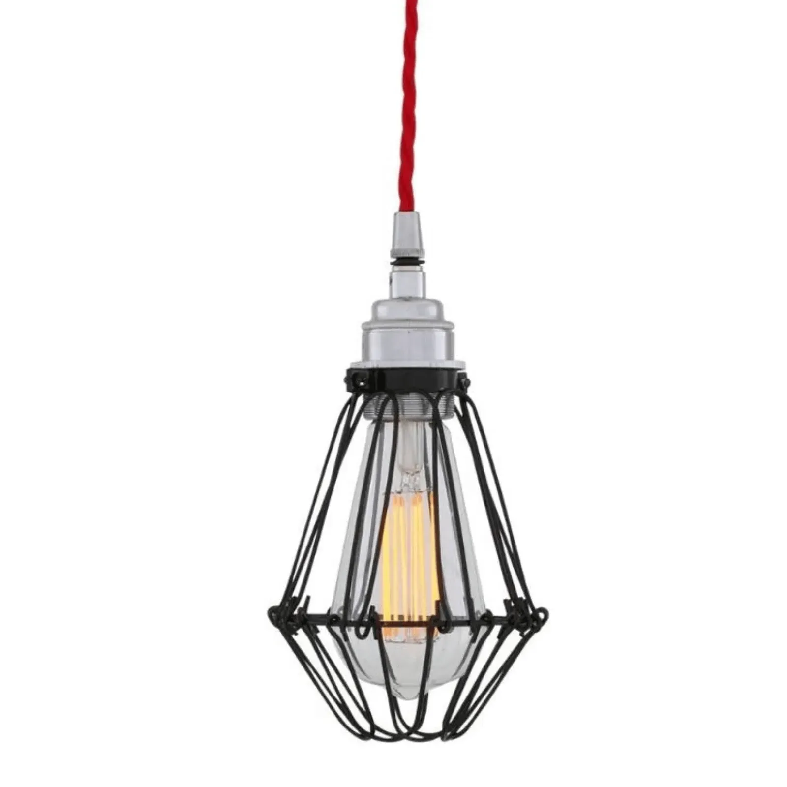 Industrial Cage Pendant Light - Ivory, Bronze