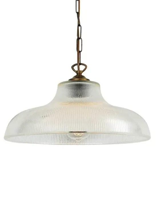 Large Pendant Light - Antique Brass, Glass