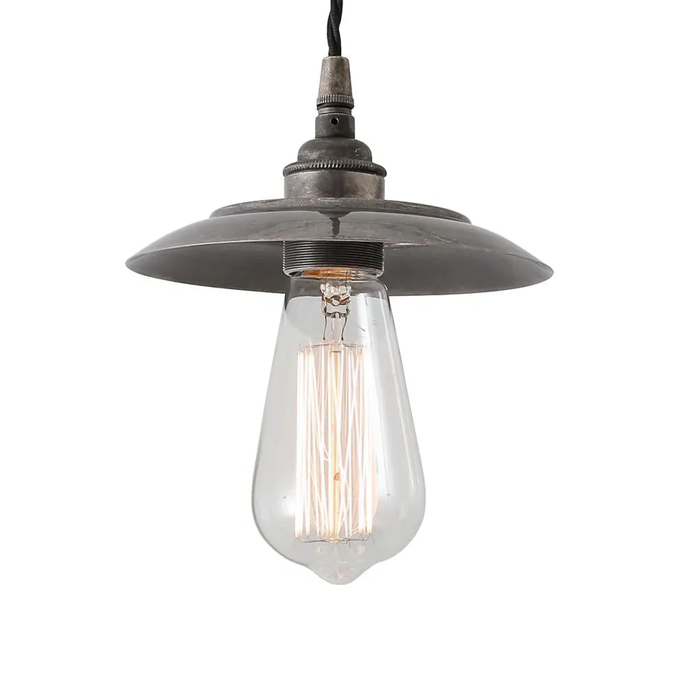 Pendant Light with Filament Bulb - Antique Silver