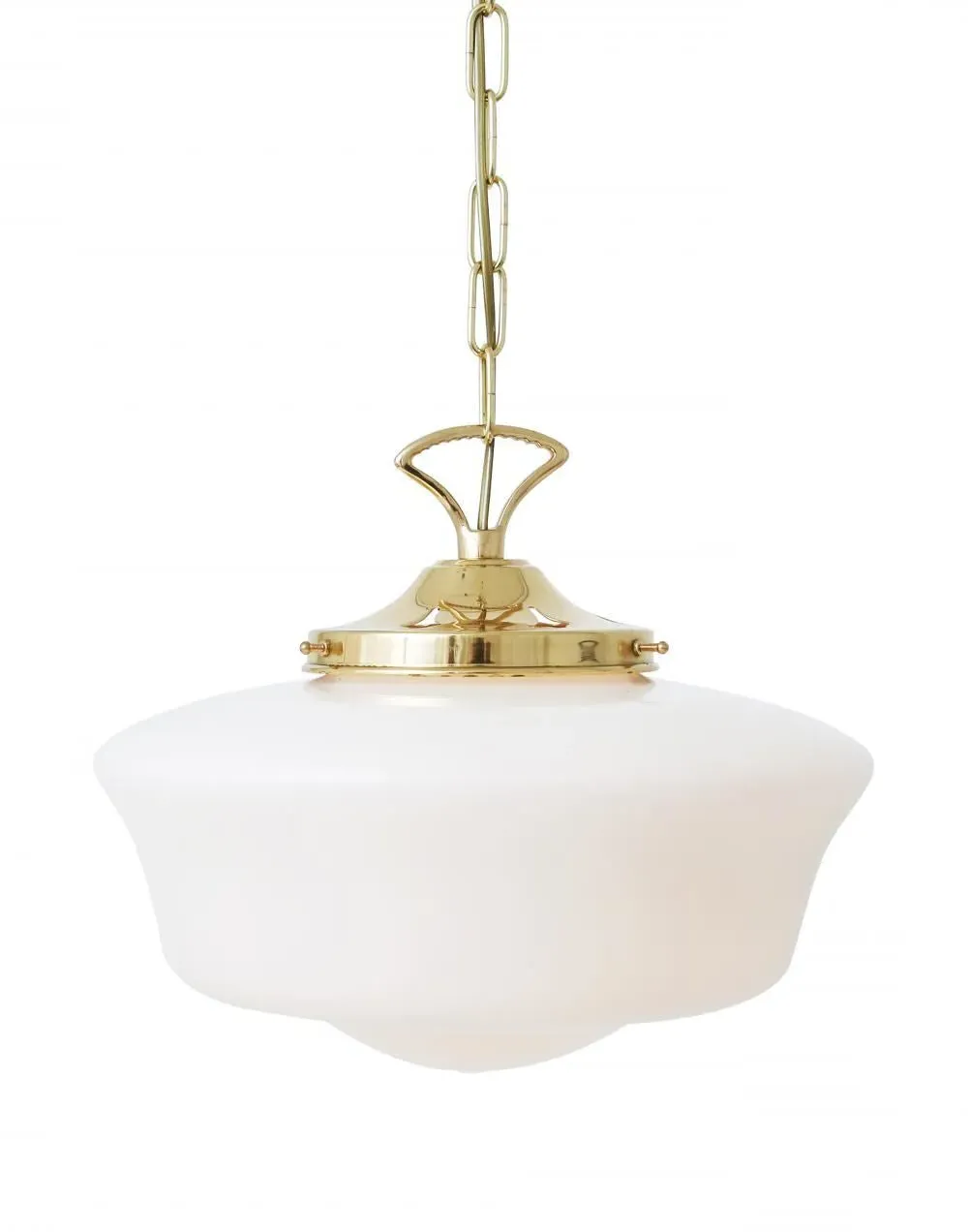 Schoolhouse Glass Pendant Light - Antique Brass