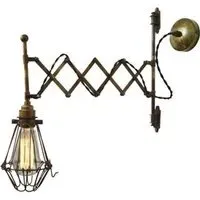 Scissor Arm Wall Light with Bulb Cage - Brass