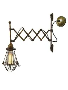 Scissor Arm Wall Light with Bulb Cage - Silver