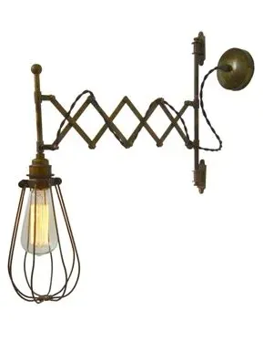 Scissor Arm Wall Light with Bulb Cage - Silver