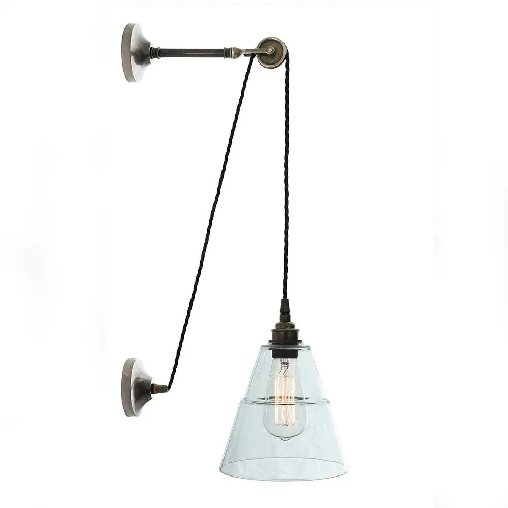 Sinclair Pulley Wall Light with Adjustable Height - Antique Brass image