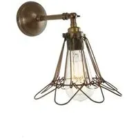Wall Light with Cage - Antique Brass, Metal