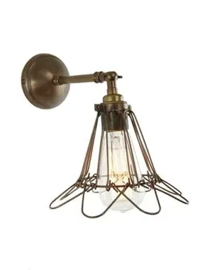 Wall Light with Cage - Polished Brass, Metal