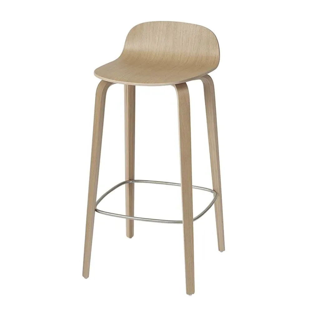 75cm Bar Stool with Curved Back - Oak