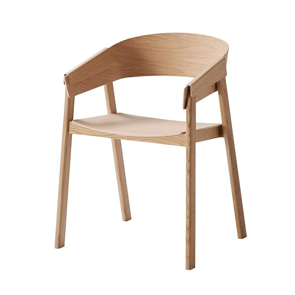 Armchair with Curved Backrest - Black, Wood