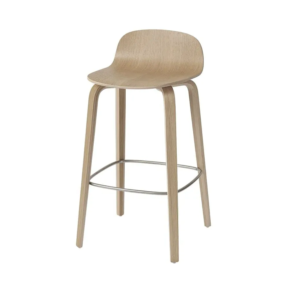 Bar Stool with Back - Black, Oak
