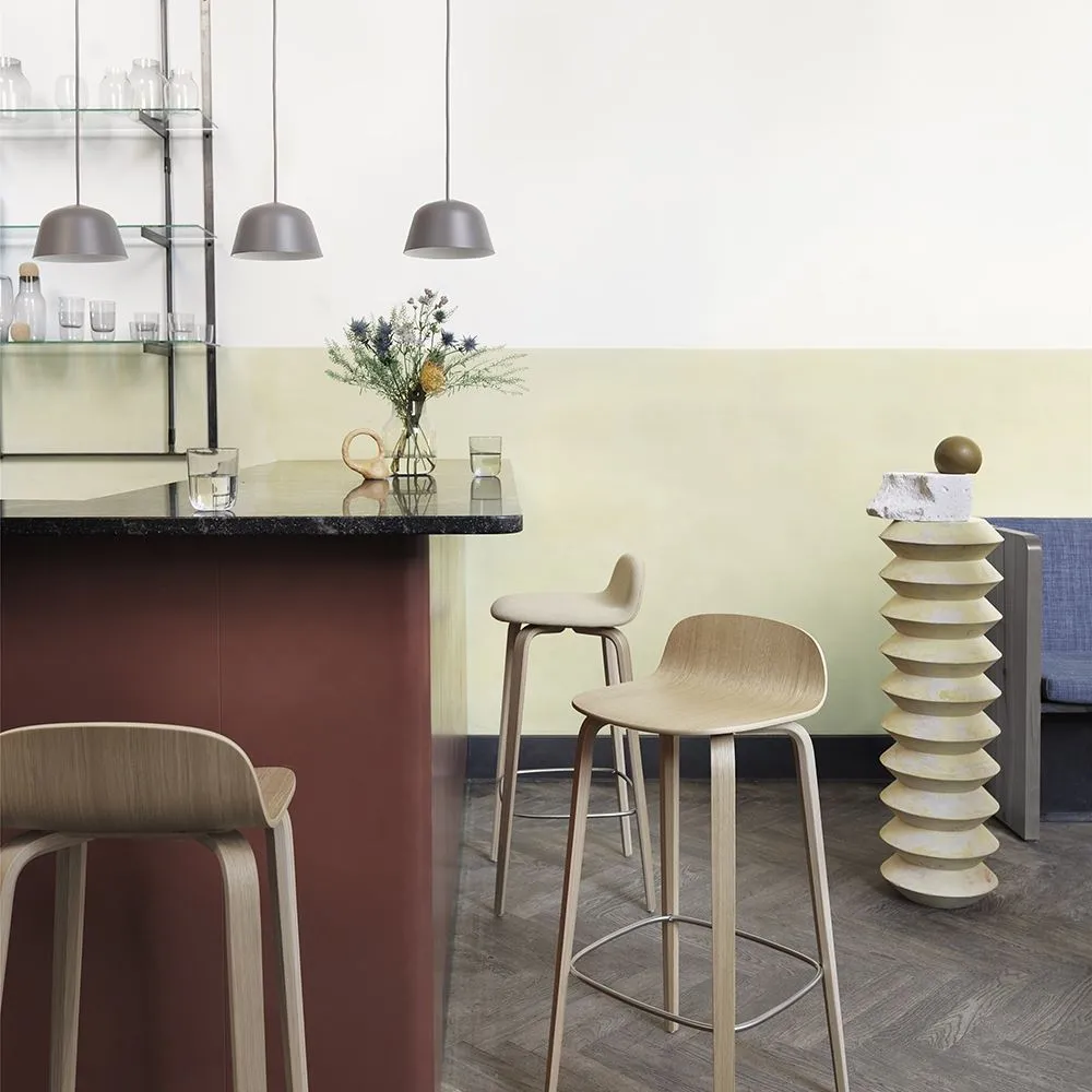 Bar Stool with Back - Dark Green, Oak