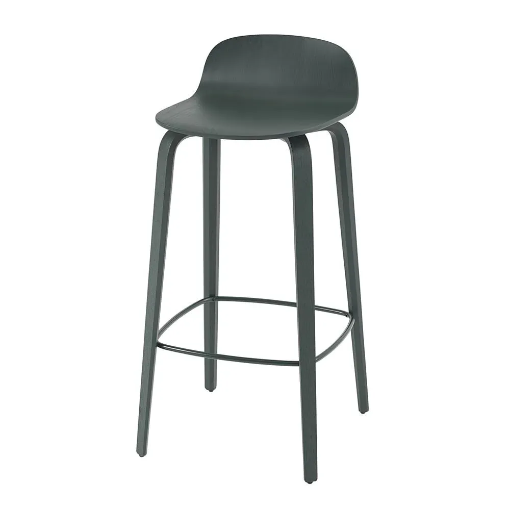 Bar Stool with Back - Dark Green, Oak