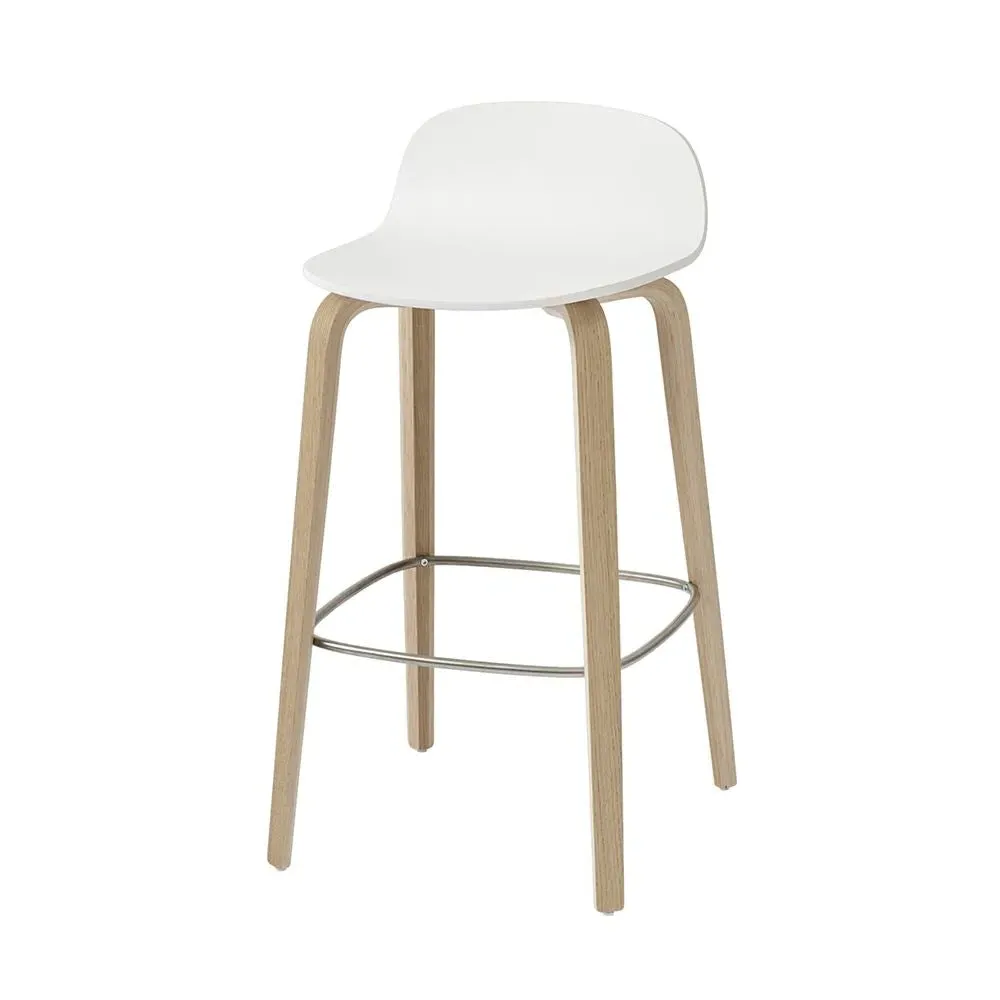 Bar Stool with Back - Grey, Oak