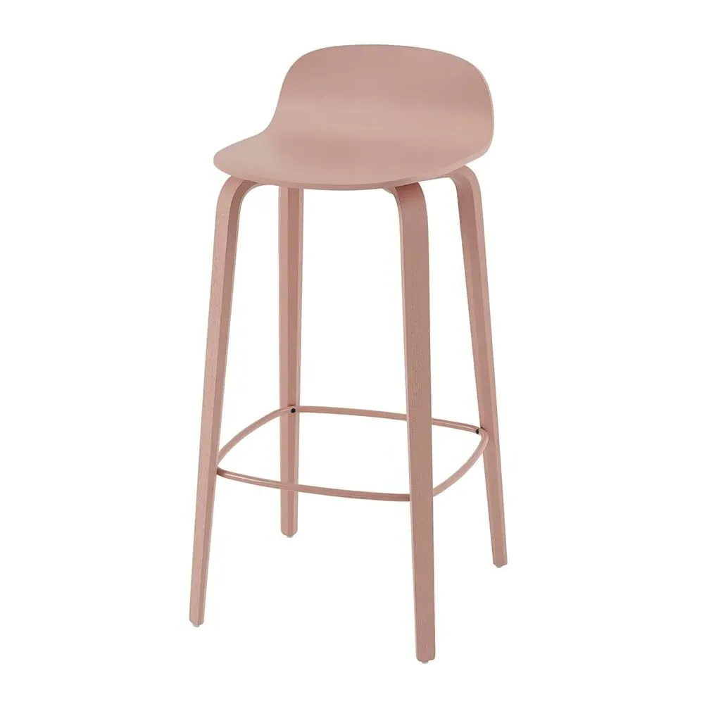Bar Stool with Back - Tan Rose, Oak