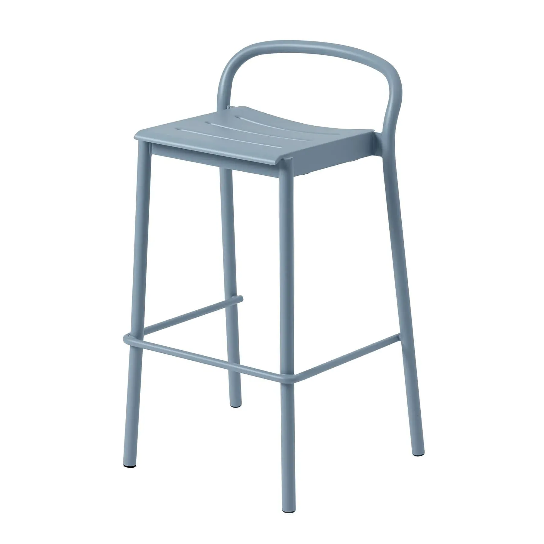 Bar Stool with Footrest - Pale Blue, Steel