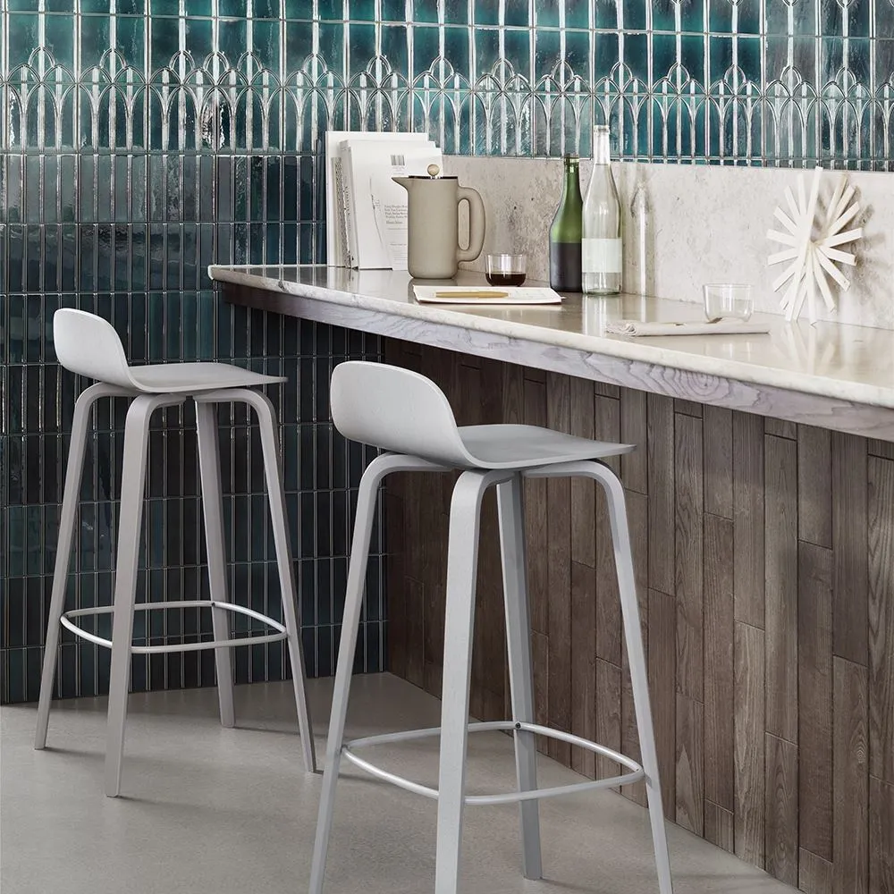 Counter Bar Stool with Back - Grey, Oak