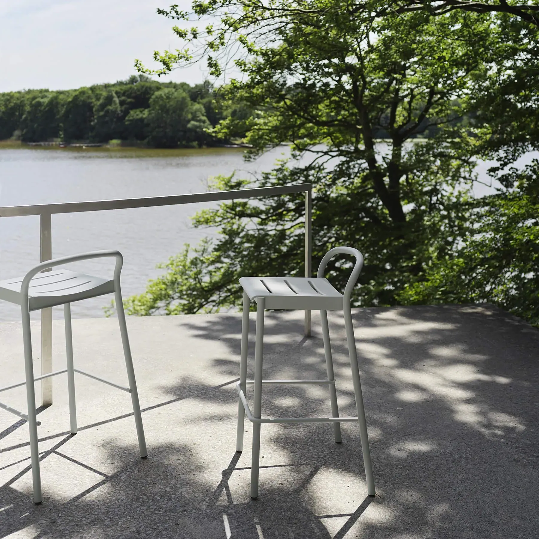 Counter Stool with Footrest - Blue, Steel