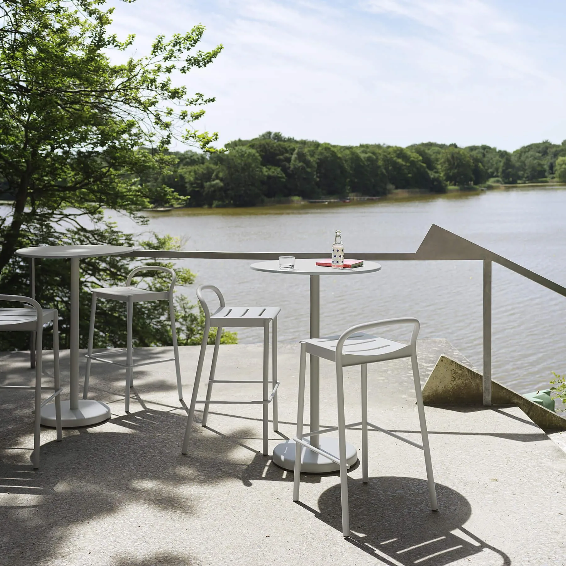 Counter Stool with Footrest - Blue, Steel