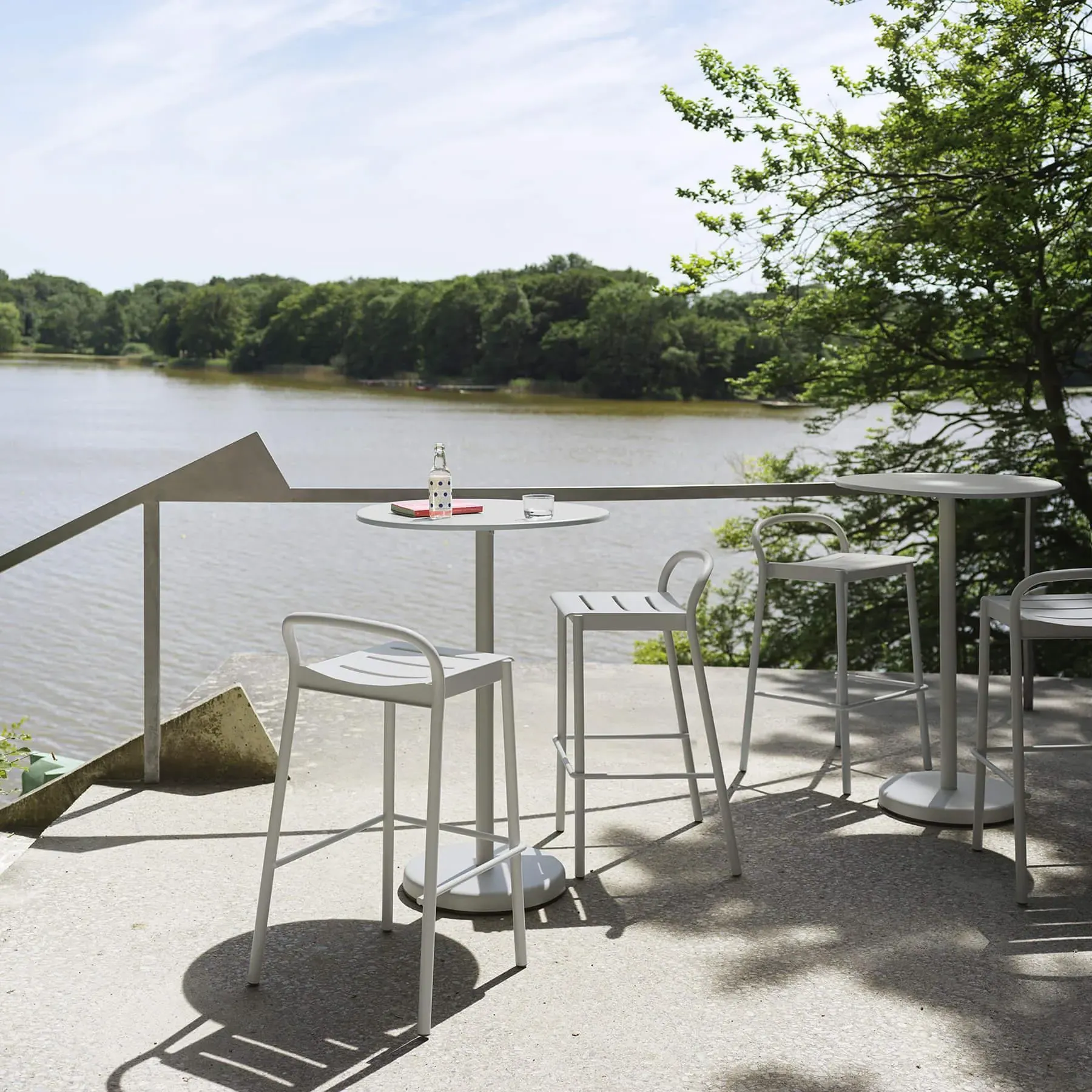 Counter Stool with Footrest - Orange, Steel