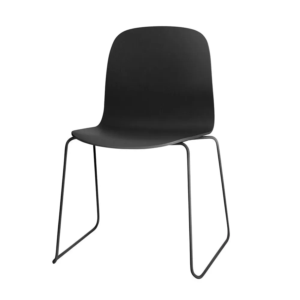 Dining Chair with Metal Legs - Black, Veneer Wood image