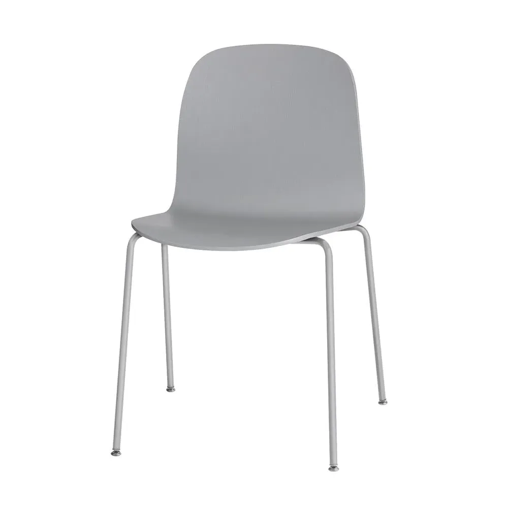 Dining Chair with Metal Legs - Grey, Veneer Wood