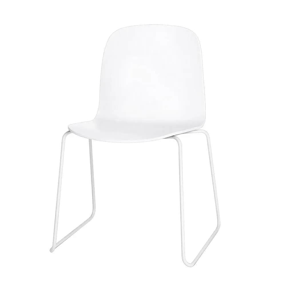 Dining Chair with Metal Legs - White, Veneer Wood