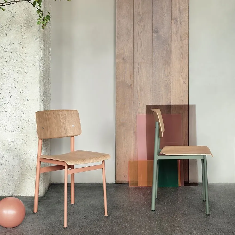 Dining Chair with Steel Frame - Green, Oak