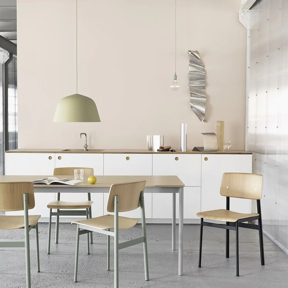 Dining Chair with Steel Frame - Green, Oak