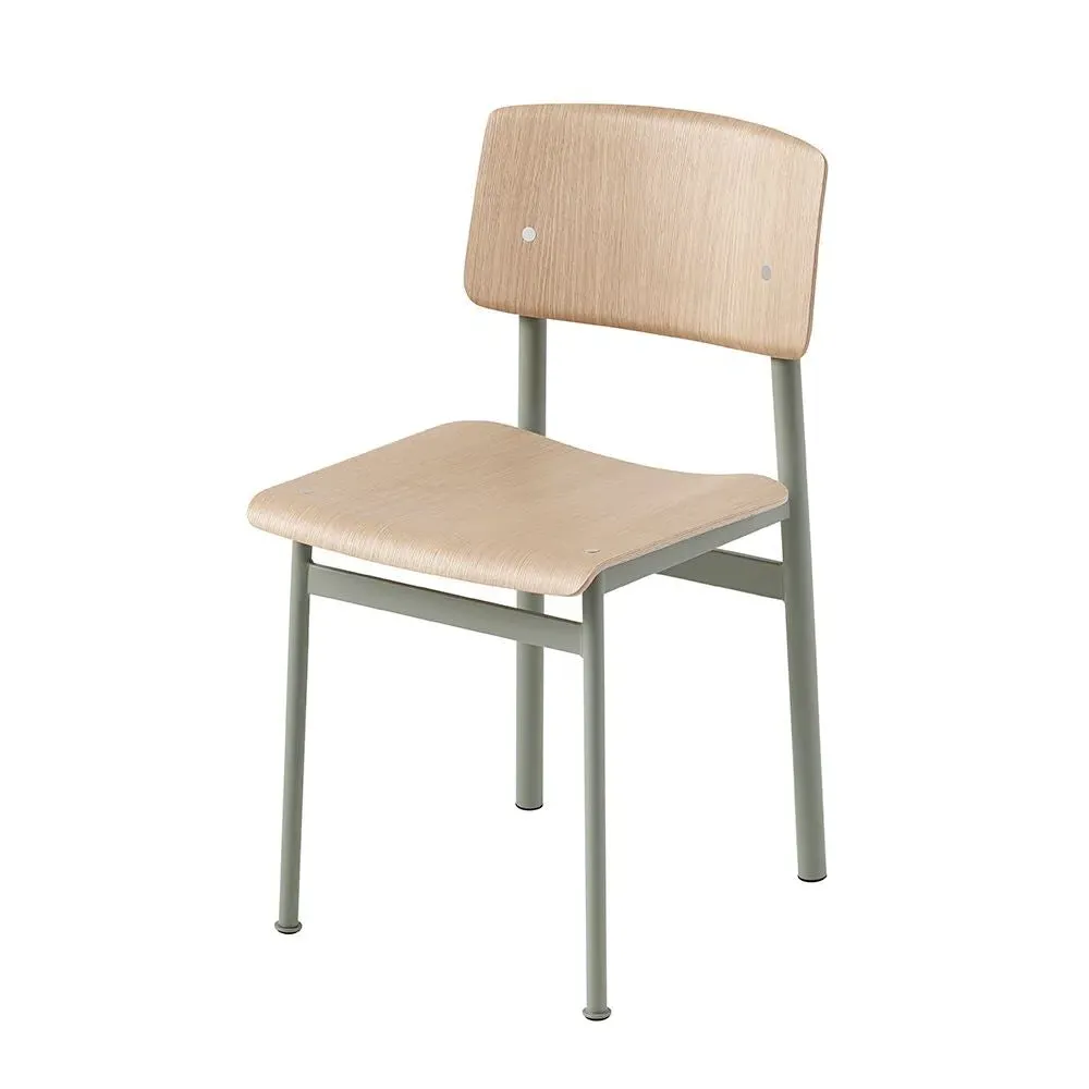 Dining Chair with Steel Frame - Green, Oak