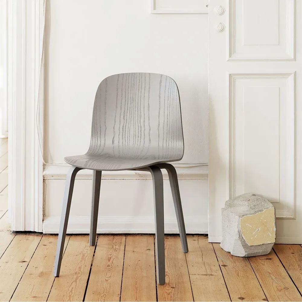 Dining Chair with Wooden Base - Green, Veneer