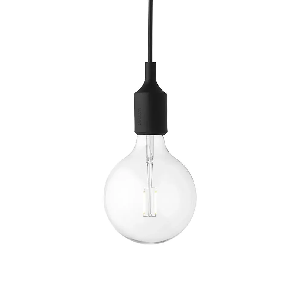 E27 Pendant Light - Black, Rubber