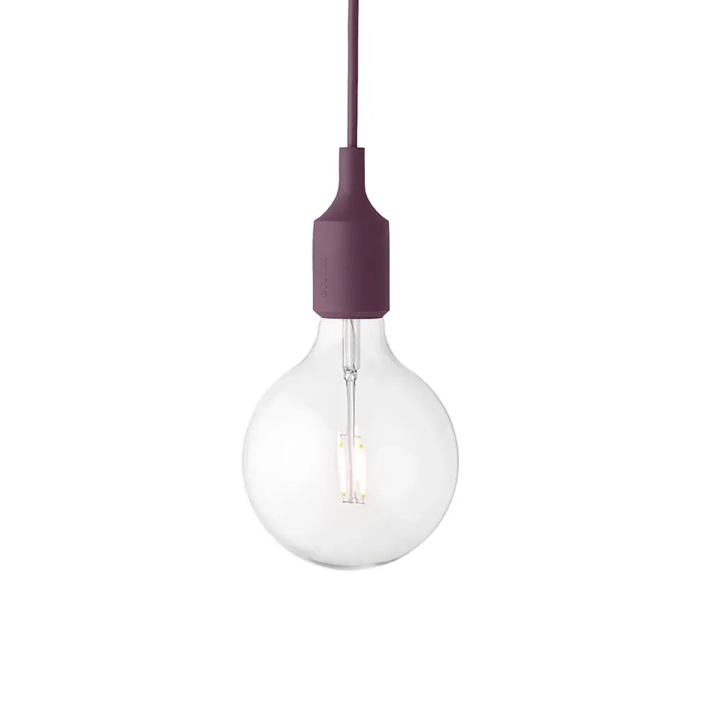 E27 Pendant Light - Burgundy, Rubber image