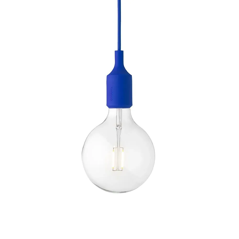 E27 Pendant Light with LED - Blue, Rubber image