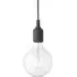 E27 Pendant Light with LED Bulb - Dark Grey, Rubber