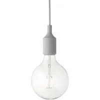 E27 Pendant Light with LED Bulb - Light Grey