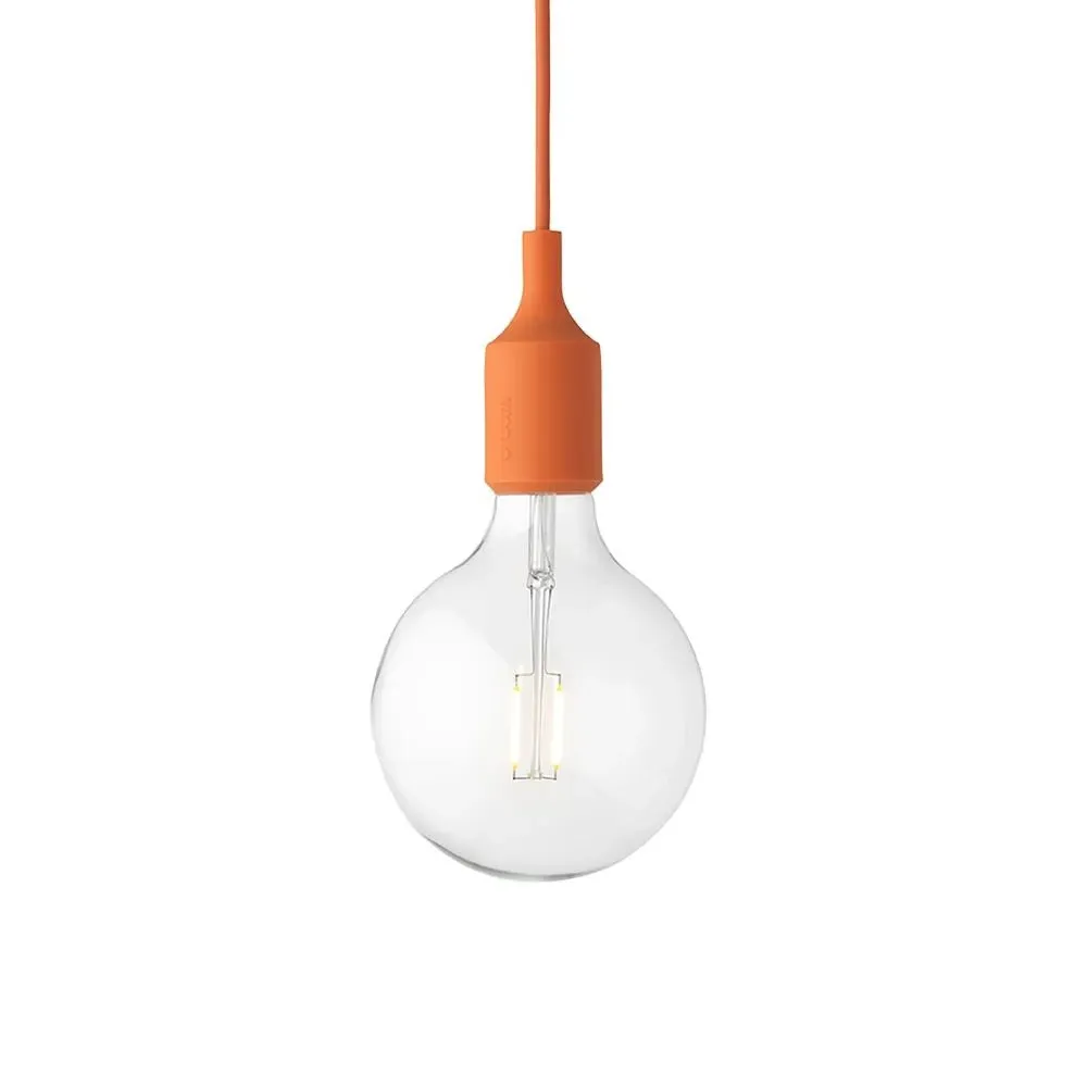 E27 Pendant Light with LED - Orange, Rubber image