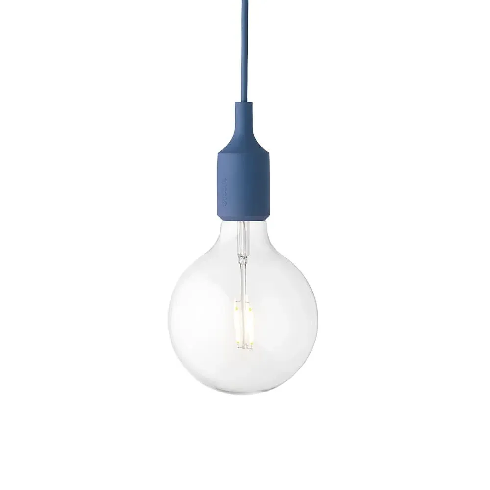 E27 Pendant Light with Spare LED - Orange, Rubber