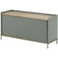Enfold Long Sideboard - Dusty Green, Oak