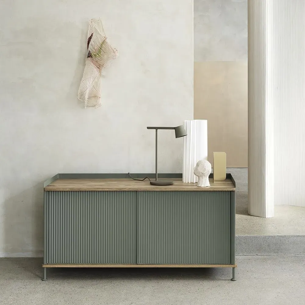 Enfold Long Sideboard - Grey, Oak